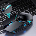 Miniatyrbillede 8 af 8: Ledningsforbundet Gaming Mus Makroer Computermus Mekanisk 5 Farver Åndedrætslys med Lydløs 6 Taster USB Flettet Kabel 4 Hastighed DPI Ergonomi med PC/Bærbar