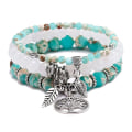 Miniatyrbild 1 av 3: Livets träd turkos jaspis & tibetansk agat ädelsten chakra pärlarmband | Strand charm armband set - Ocean smycken