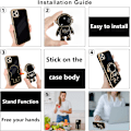 Miniatyrbilde 6 av 7: For iPhone 15pro-deksel, Søt 3D Astronaut Stativ med [2 Skjermbeskyttere] [Kamerabeskyttelse] Støtsikkert Bling Silikon Myk black