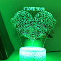 Miniatyrbillede 4 af 4: 3D Kærlighedshjerte Natlys LED Dekoration Bordskrive Optisk Illusion Lamper 16 Farveskiftende Lys LED Bordlampe Julegave Hjem Kærlighedsgave