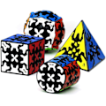 Miniatyrbilde 1 av 7: Gear Magic Cube Set, Gear Speed Cube-pakke med 3x3x3 Gear Cube Gear Pyraminx Sylindrisk Gear Cube og Gear Ball Cube Puslespill 4 stk