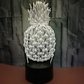 Pikkukuva 2 / 6: Qinwei Ananas 3D Yövalo - Värikäs kosketuskaukosäätimellä 3D Illuusiolamppu --- Musta istuin