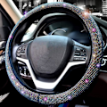 Miniatyrbild 2 av 6: Bling Bling Kristall Diamant Glittrande Bilstolsskydd för Kvinnor Män Universal Passform 15 Tum (Svart med Färgglada Diamanter,