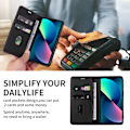 Miniatyrbillede 5 af 6: Kortholder Etui Læder med Håndrem Holder  Kortholder Kickstand Beskyttende Bagcover Firkant Etui til iPhone14 Pro Max Etui
