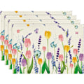Miniatyrbillede 1 af 6: Lavendel Tulip Forårsdækkeserviet til Spisebord, 30 x 46 cm Sommer Sæsonbestemt Ferie Dekoration Rustikke Vaskbare Bordmåtter Sæt med 4