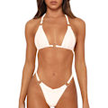 Pikkukuva 1 / 9: WJSMSexy Bikinit naisille 2-osainen bikinit Spagettihihnat Uimapuvut Yksivärinen Uimapuku Kolmio Uimapuku White M