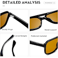 Pikkukuva 4 / 4: Polarisoidut Retro Aviator -aurinkolasit naisille ja miehille, vintage 70-luvun neliönmalliset aurinkolasit Black/Yellow