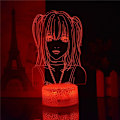 Miniatyrbillede 3 af 7: Misa Amane 3D Illusion LED Lys MisaMisa Anime Figur Nattelys Kreativ Sød Pige Soveværelse RGB Skrivebordslampe Feriefejring (Lava Base)