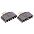 Miniatyrbilde 6 av 7: HD Multimedia Interface 1 til 2 Adapter Hann til Dobbel Hunn 2K 60Hz Video Splitter med Indikatorlys 2stk