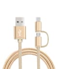 Pikkukuva 1 / 4: 2 in 1 USB C -kaapeli 0,8 jalkaa, punottu Micro USB + USB C - USB A -pikalatauskaapeli Android-laitteille ja Type-C -laitteille