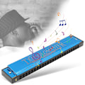 Miniatyrbillede 2 af 7: Professionel mundharmonika diatonisk harpe børnegaver polyfonisk C-nøgle 24 huller (Blue )