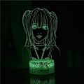 Miniatyrbillede 5 af 7: Misa Amane 3D Illusion LED Lys MisaMisa Anime Figur Nattelys Kreativ Sød Pige Soveværelse RGB Skrivebordslampe Feriefejring (Lava Base)