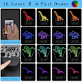 Miniatyrbild 2 av 7: 4 Mönster 3D Dinosaurie Nattlampa, 16 Färger Bytbar Dimbar Illusionlampa med Fjärrkontroll och Smart Touch-funktion, Dinosaurie Leksakspresent
