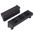 Miniatyrbild 7 av 7: Spelkonsolens kylfläkt USB-driven automatisk intelligent extern kylare med HUB för PS4 Slim Host