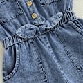 Miniatyrbild 5 av 7: Sommar Toddler Flick Jumpsuit Shorts Liten Flicka Overaller Kläder Baby Jean Romper Jumpsuit En Del Outfit 18-24M