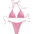 Miniatyrbild 1 av 6: WJSM Dam 2-delad baddräkt med halterneck och hög skärning Pink Color M