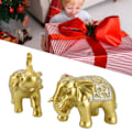 Miniatyrbillede 2 af 5: 2 stk. Resin Elefant Deko Elefant Statue Hjem Indretning til Stue Studie Soveværelse Kontor Gold