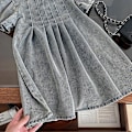 Miniatyrbild 7 av 10: Sommarklänningar i denim för flickor i koreansk stil 2-4 år, kort trumpetärm, plisserad mjuk denimklänning, barnkläder 80cm