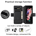 Miniatyrbilde 3 av 6: Kompatibel med Samsung Galaxy Z Fold 3 Lærfutteral, Lommebok Fold Futteral med Kortlomme Beskyttende Deksel