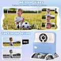Miniatyrbillede 4 af 7: Amzelas Børns Kamera Instant Print Fotos Jule Fødselsdagsgaver HD Digitale Videokameraer til Småbørn Bærbar Legetøj med 32GB Kort Blue