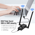 Pikkukuva 5 / 7: EDUP 1200Mbps 2.4G+5.8G kaksoiskaistainen nopea USB3.0 WIFI-sovitin kaksoisantennilla
