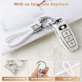 Miniatyrbilde 5 av 7: PIFOOG Hvit nøkkelringdeksel for Audi-tilbehør 3 knapper Myk TPU-nøkkelveske Shell Bling nøkkelring Lanyard-beskyttelse Jentete kvinner