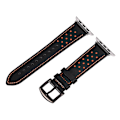 Pikkukuva 5 / 7: Nahkainen rannekoru Apple Watch iWatchille, musta ja oranssi, 42 mm