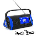 Miniatyrbilde 1 av 7: MD‑097 Solar håndsveiv FM værradio utendørs nødlader med blitslys blåUS-versjon
