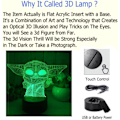 Miniatyrbillede 2 af 7: 3D LED Natlys, 3D Illusion Lampe med 7 Farveskiftende Akryl LED Lampe til Hjemmedekoration Gaver Legetøj til Børn, Flad Akrylpanel og A