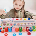 Pikkukuva 2 / 9: 3-in-1 Magneettinen Väri- ja Numerolabyrintti Lapsille, Puinen Montessori-lelu - Taaperon Puinen Numeropalapeli Laskutoimintaväline Värimuodon Lajittelu