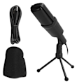 Miniatyrbillede 1 af 7: USB-kondensatormikrofon med ledning og justerbar stander til online-spil/live-udsendelse/videomøder - sort