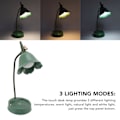 Miniatyrbillede 4 af 5: 3W LED Touch Bordlampe 3 Gear Justerbar Foldbar Kronblad Form Desktop Bordlampe USB 5V Green