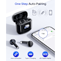 Pikkukuva 2 / 6: Langattomat nappikuulokkeet, Bluetooth 5.3 -kuulokkeet 40 tunnin toistoajalla latauskotelolla, IPX5-vedenpitävät stereo-nappikuulokkeet mikrofonilla iOS- ja Android-laitteille Black