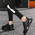 Miniatyrbillede 4 af 5: Herre Low Cut Sportsko 4 Rem Stropper Krog og Lås Fodtøj PU Læder Tyk Solet Casual Sko Black 42