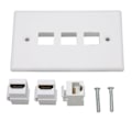 Miniatyrbilde 2 av 7: 2 Port 4K HD Multimedia Interface Ethernet Veggplate Loddefri 1 Port Cat6 Keystone Veggplate for HDTV Projektor
