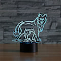 Miniatyrbild 5 av 8: 3D Optisk Illusion Varghuvud Färgrik Ljuseffekt Touch-brytare USB-driven LED Dekoration Nattlampa Skrivbordslampa