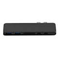 Pikkukuva 1 / 7: Kaksois Type-C-keskitin HDMI-liitäntään, USB3.0-porttiin, yhdistelmäkortinlukijaan, sovitinkorttipaikkaan MacBook Prolle, harmaa