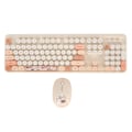 Pikkukuva 2 / 7: Langaton näppäimistö ja hiiri -yhdistelmä, ihana langaton retro pyöreä näppäinhattu näppäimistö 1600 DPI optinen hiiri Windowsille OS X:lle Beige