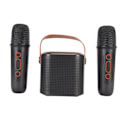 Miniatyrbillede 2 af 7: Mini Karaoke Maskine Stereo Bærbar RGB Lys Bluetooth Højttaler med 2 Trådløse Mikrofoner til Hjemmefest Sort