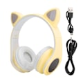 Miniatyrbillede 1 af 7: LED støjreduktion headset katteøre form Bluetooth 5.0 headset med mikrofon til unge menneskerGul