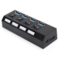 Miniatyrbillede 5 af 7: USB 3.0 Hub 4-Port Expander Date Hub med individuelle afbrydere til tastatur Bred spænding 100-240VEU-stik