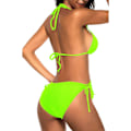 Miniatyrbilde 2 av 5: WJSM Kvinners Triangle Bikini Sett Halter Todelt Sexy Badedrakt String Tie Side Badetøy Neon Green M