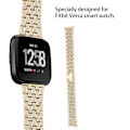 Miniatyrbillede 2 af 7: Rustfrit stål 5 rækker borekæde rem urrem til Fitbit Versa urrem guld