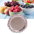 Miniatyrbillede 3 af 5: Rund frugtfad i metal, serveringsfad til dessert, kage, dekorativ skål til bryllup, feriefest, sølv S
