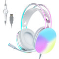 Miniatyrbillede 1 af 8: USB Gaming Headset med mikrofon til pc, RGB Rainbow Baggrundsbelyst Hovedtelefon, Virtuel 7.1 Surround Sound, 50mm Driver, Bløde Memory Øremuffer, Kablet Bærbar Computer Deskt Green