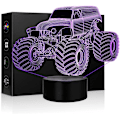 Pikkukuva 1 / 7: 3D Illuusio LED-lamppu lapsille Monster Truck 7 väriä kosketuskytkin pöytälamppu, kotiin, toimistoon, lastenhuoneen teemaan Monster Trucks -koristeluun