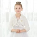 Miniatyrbilde 3 av 5: Jenteprinsesse Faux Fur Blomster Bolero Shrug Fest Bryllupskjole, Skulderbredde Omtrent 45cm, Lengde Omtrent 45cm