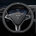 Miniatyrbillede 1 af 5: Anvendelig til Tesla model3/y/modelx/s ratbetræk - Tesla special D-form (sort linje) med logo - 38cm/1 pakke