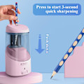Miniatyrbild 4 av 9: Elektrisk pennvässare, portabel automatisk pennvässare för färgpennor, autostopp, helautomatisk snabb vässning, USB-driven pink