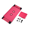 Miniatyrbillede 1 af 7: 360° Justerbar Foldbar Bærbar Computer Bord Stativ Holder m/ Køling Dobbelt Vifte Mus Boad Rose Rød